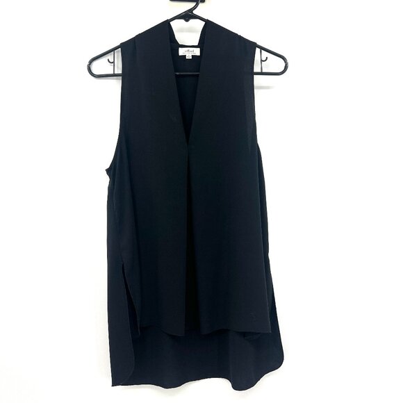 Aritzia Wilfred Black Sleeveless Split Neck Blouse Women's Small - Picture 1 of 6